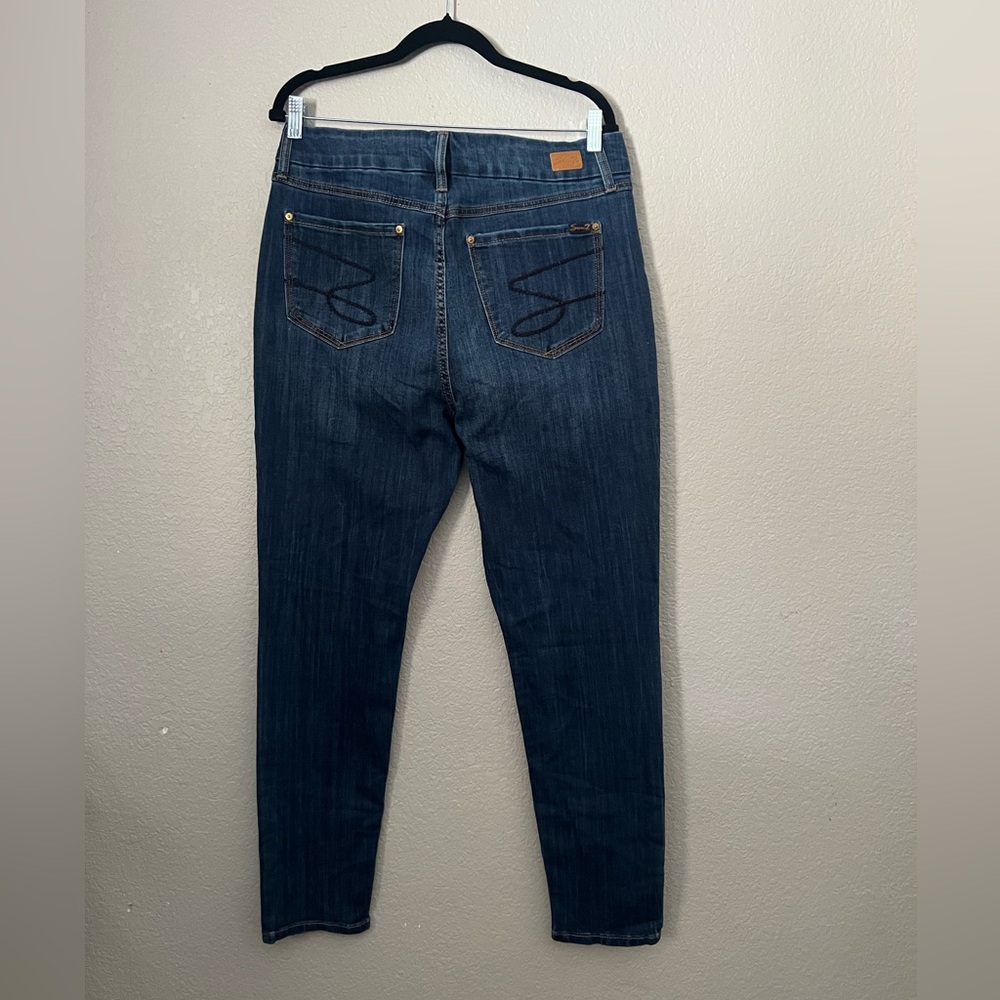 Seven7 Tummyless High Rise Skinny Jeans Size 14 Dark Wash - Picture 4 of 7